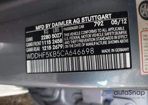 2012 Mercedes-Benz E 350 из США, поврежденный, VIN WDDHF5KB5CA646698